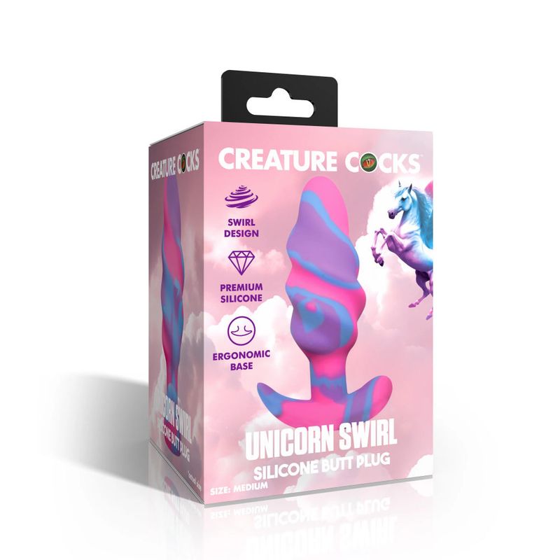 Creature Cocks - Unicorn Swirl Silicone Butt Plug Medium