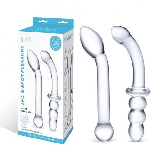 2Pc G-Spot Pleasure Glass Dildo Set Vibrant Vibes Australia - Quality Sex Toys - Great Prices