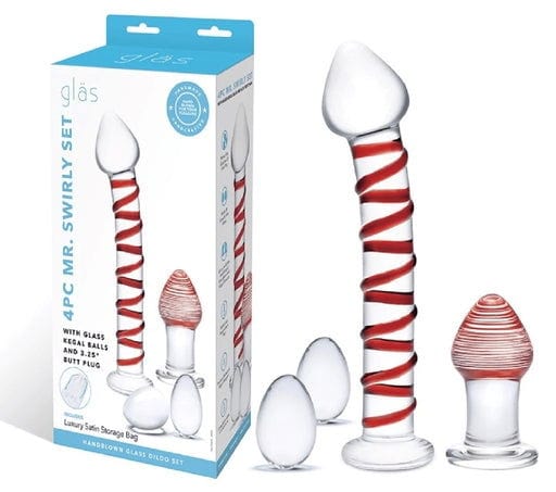4PC MR. SWIRLY SET WITH GLASS KEGAL BALLS & 3.25" BUTT PLUG Vibrant Vibes Australia - Quality Sex Toys - Great Prices