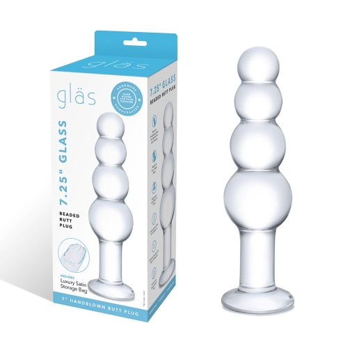 7.25" Glass Beaded Butt Plug Vibrant Vibes Australia - Quality Sex Toys - Great Prices