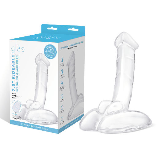 7.5" RIDEABLE STANDING GLASS COCK WITH STABILITY BASE Vibrant Vibes Australia - Quality Sex Toys - Great Prices