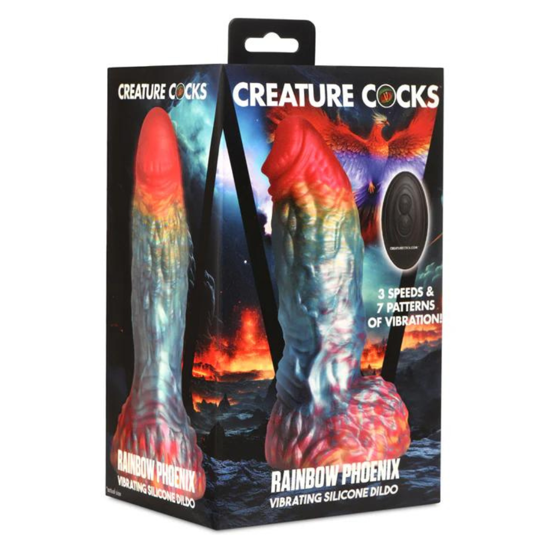 Creature Cocks RAINBOW PHOENIX - 10X VIBRATING SILICONE DILDO