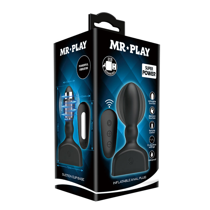MR PLAY Inflatable Anal Plug - USB Rechargeable Inflatable Anal Plug with Wireless Remote