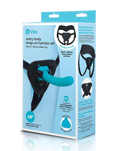 B-Vibe EVERY BODY STRAP-ON HARNESS SET WITH 6” SILICONE DILDO PEG