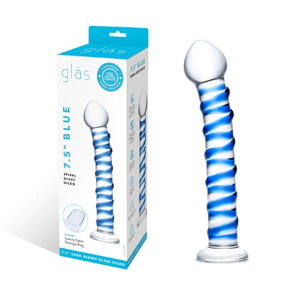 Glas 7.5" Blue Spiral Dildo