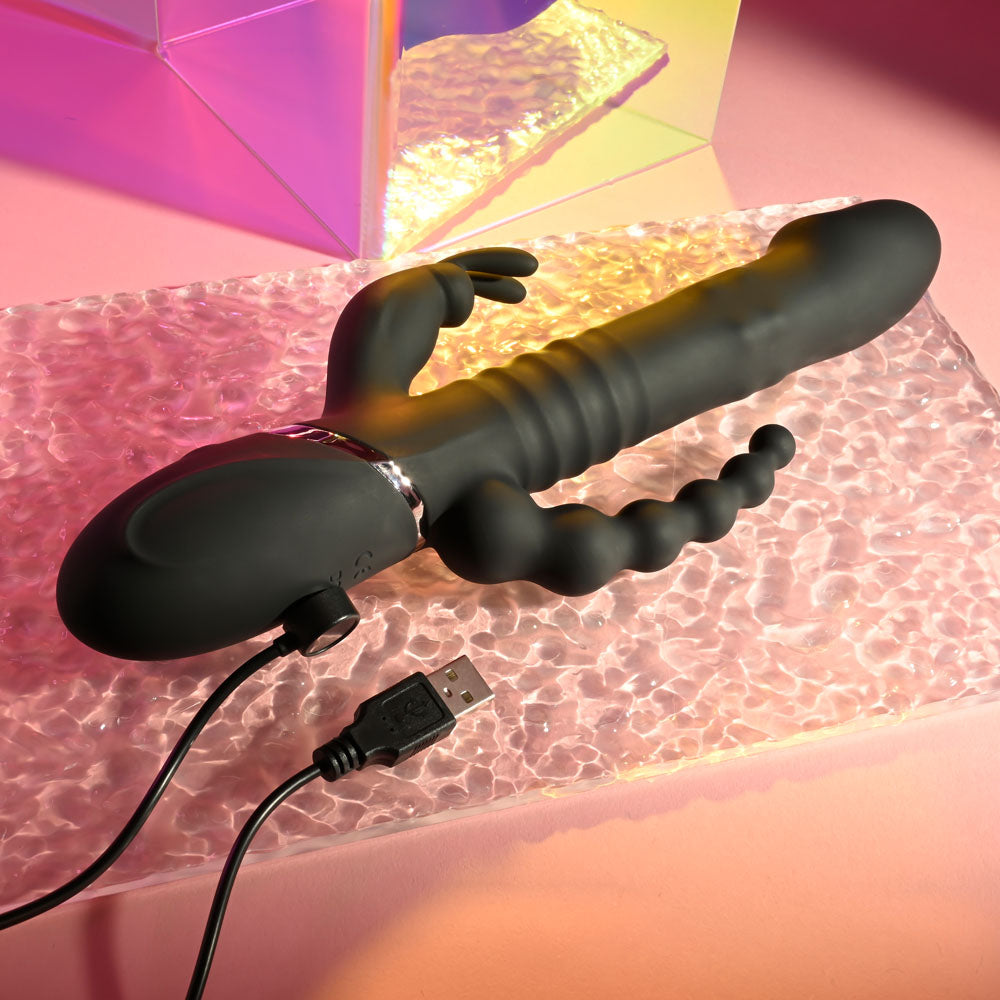 Playboy Pleasure BIG BUNNY ENERGY - 26.2 cm USB Rechargeable Rabbit Vibrator with Anal Beads