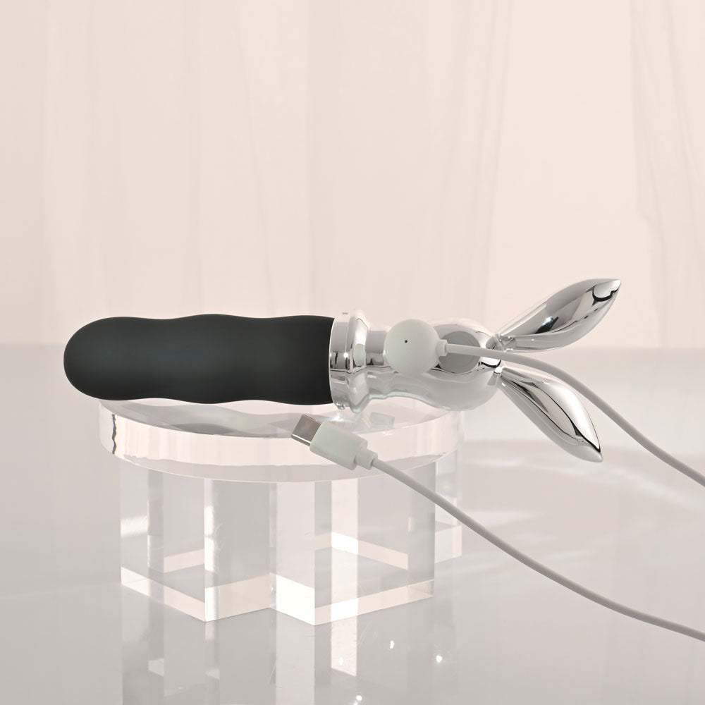 Playboy Pleasure BUNNY ON THE GO - Chrome 18.6 cm USB-C Rechargeable Vibrator