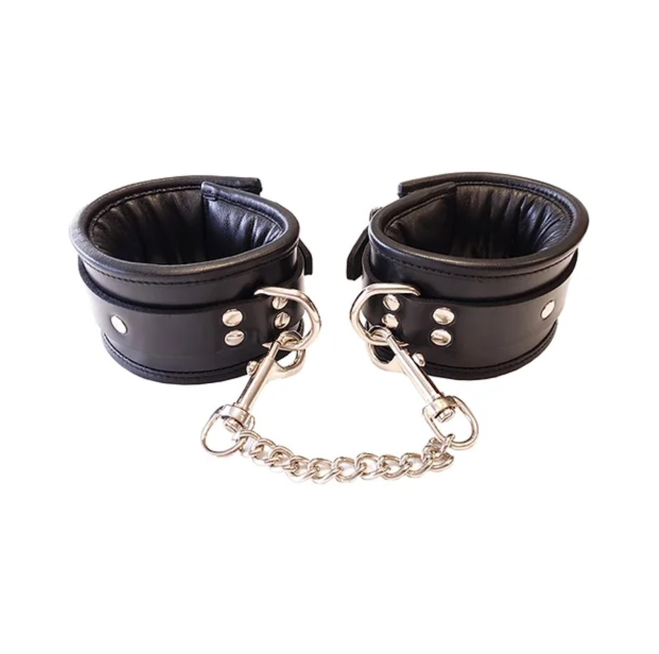 rouge LEATHER WRIST CUFFS PADDED - BLACK/RED