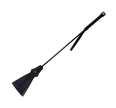 rouge Leather Tasselled Riding Crop Black
