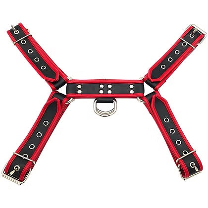Rouge Front Harness Black with Red Piping PVC O.T.H L/XL