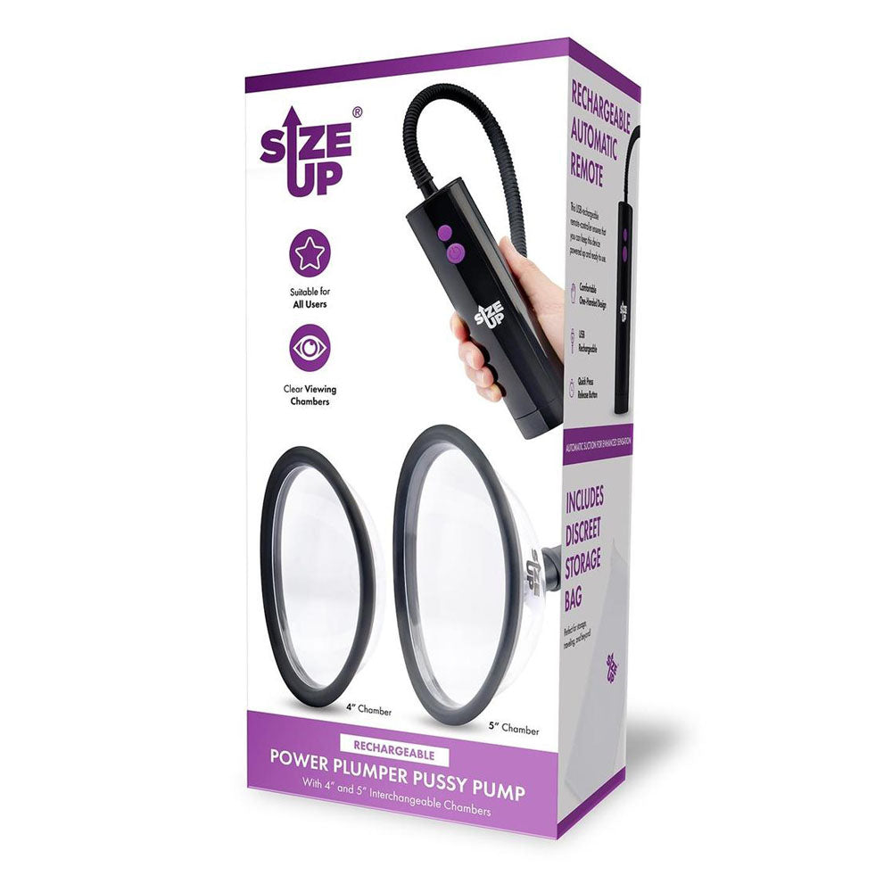 Size Up Rechargeable Power Plumper Pussy Pump - USB Rechargeable Vagina Pump with Interchangeable Chambers