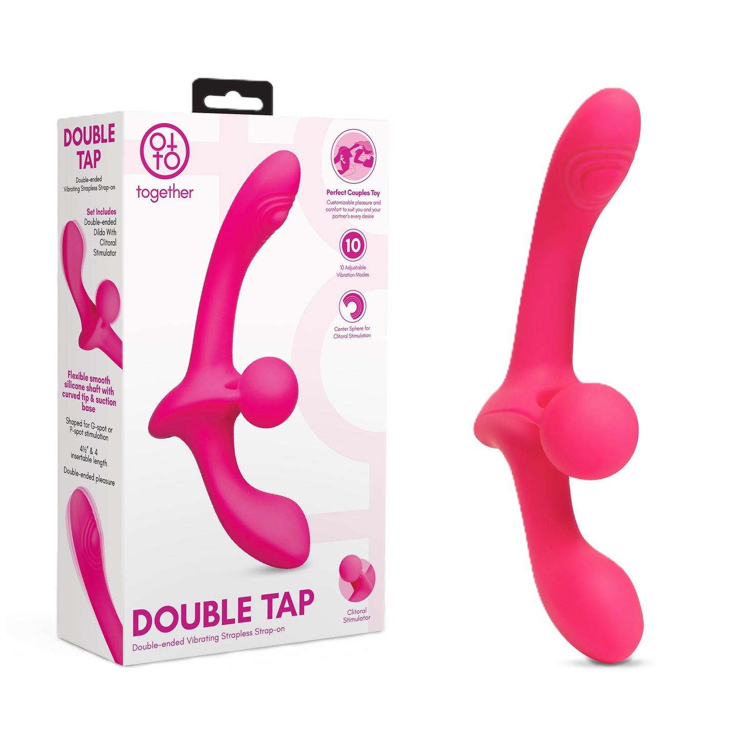 Together Toy Double Tap Dual-Ended Vibrating Strapless Strap-on