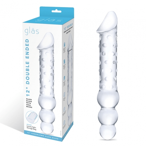 Glas 12" Double Ended Glass Dildo With Anal Beads Vibrant Vibes Australia - Quality Sex Toys - Great Prices
