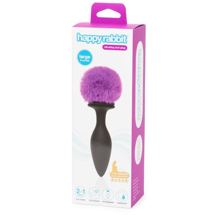 Happy Rabbit Rechargeable Vibrating Butt Plug Large Black/Purple Vibrant Vibes Australia - Quality Sex Toys - Great Prices