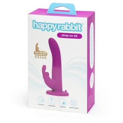 Happy Rabbit Rechargeable Vibrating Strap on Harness Set Purple Vibrant Vibes Australia - Quality Sex Toys - Great Prices