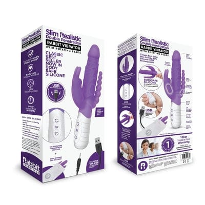 Rabbit Essentials Rechargeable Slim Double Penetration Rabbit - Hot Pu... Vibrant Vibes Australia - Quality Sex Toys - Great Prices