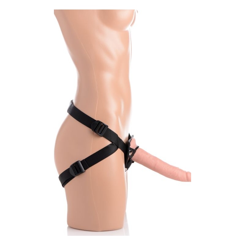Charmed 7.5" Silicone Dildo w Harness Flesh