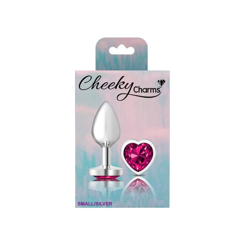 Cheeky Charms Silver Metal Butt Plug w Heart Pink Jewel Small Vibrant Vibes Australia - Quality Sex Toys - Great Prices