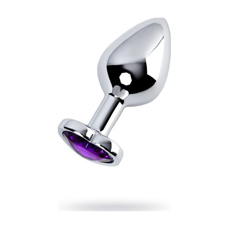 Silver Metal Anal Plug w Amethyst Heart Crystal Medium Vibrant Vibes Australia - Quality Sex Toys - Great Prices