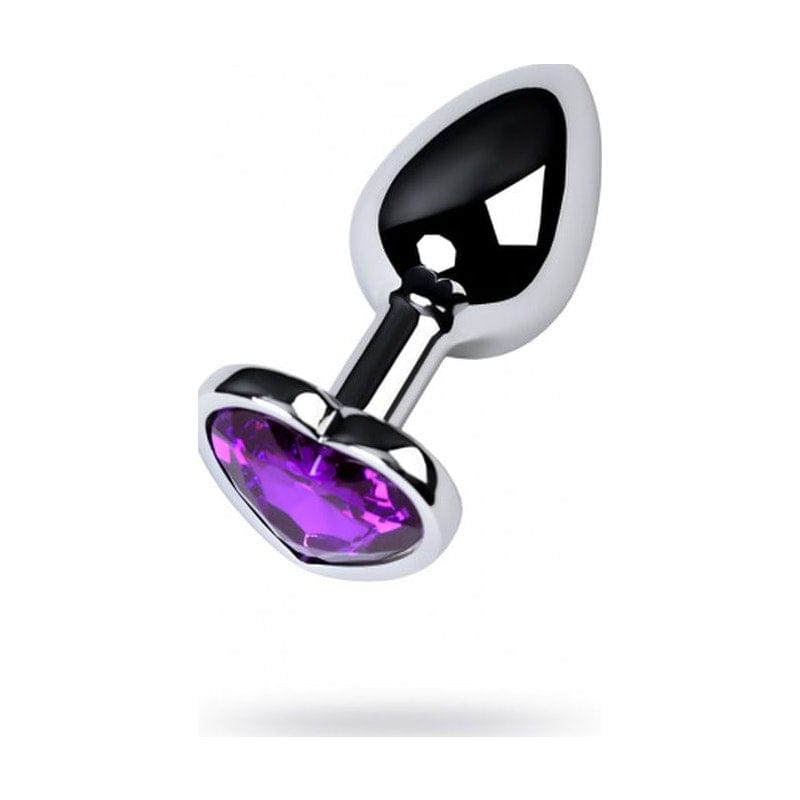 Silver Metal Anal Plug w Purple Heart Amethyst Crystal Small Vibrant Vibes Australia - Quality Sex Toys - Great Prices