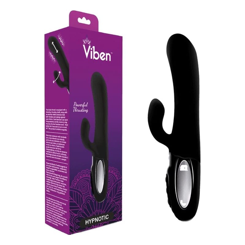 Viben Hypnotic Thrusting Rabbit Vibe w Swinging Clit Stim Black Vibrant Vibes Australia - Quality Sex Toys - Great Prices