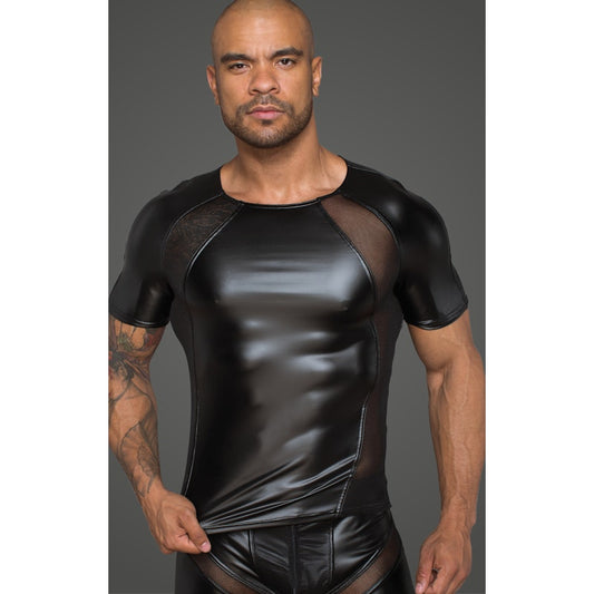 Power Wetlook Men T-shirt With 3D Net Black Small