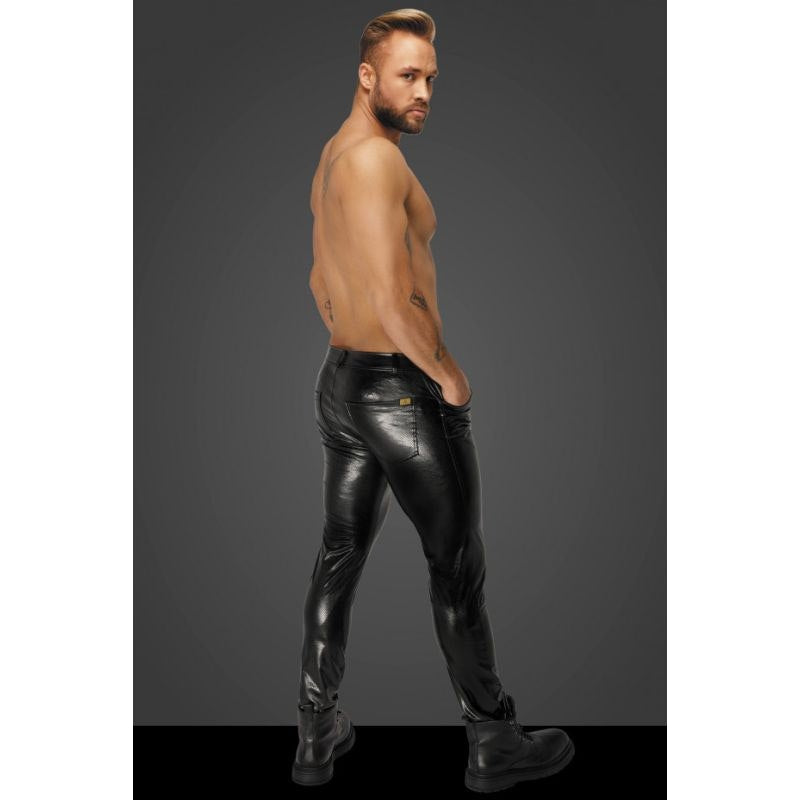 Snake Wetlook Long Pants with Back Pockets Black Extra Large