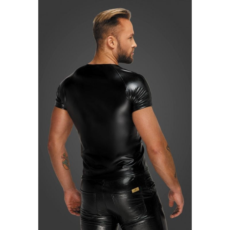 Wetlook T-Shirt with Snake Wetlook Sleeves Black Small