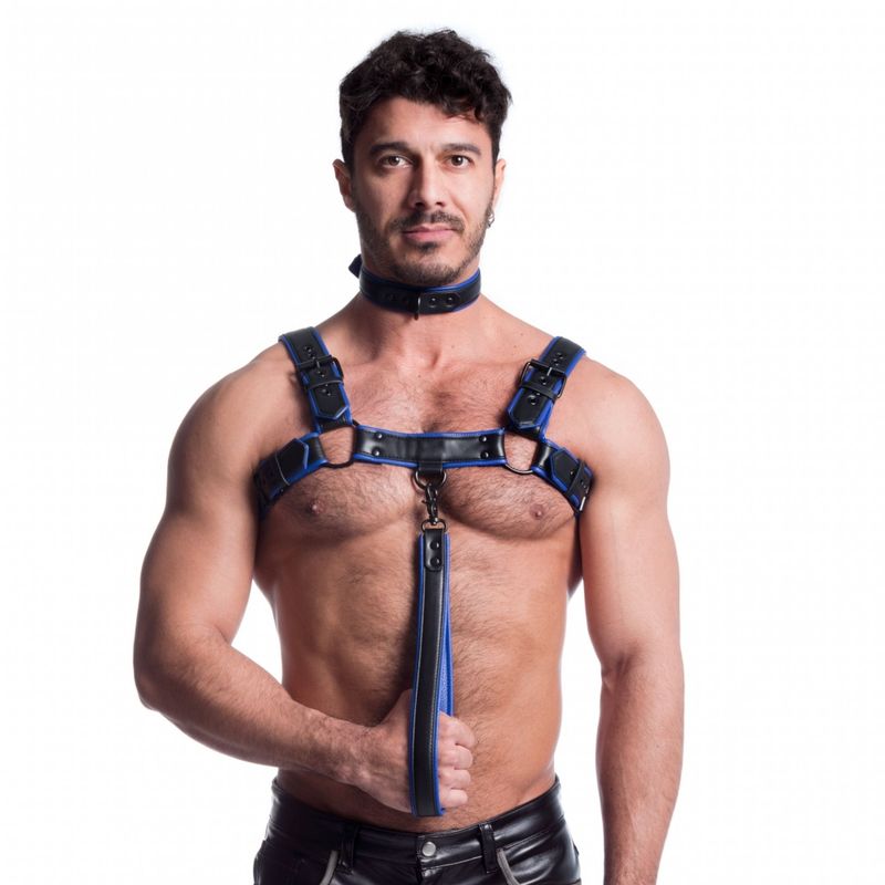 Vegan Bulldog Harness Black and Blue