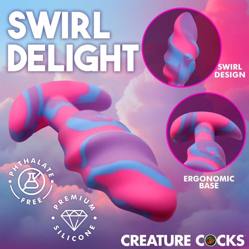 Creature Cocks - Unicorn Swirl Silicone Butt Plug Medium