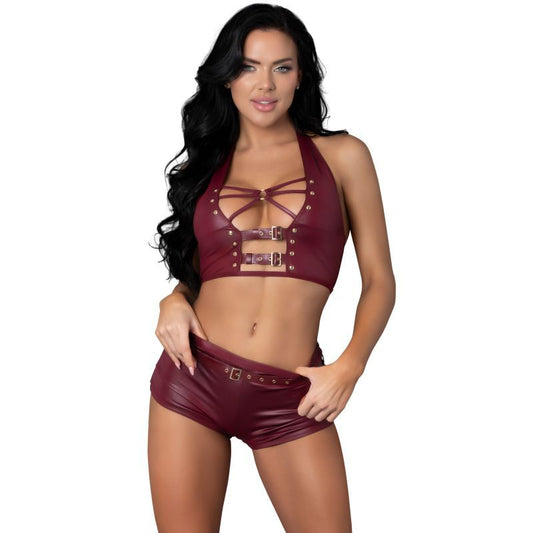 Thalia Burgundy Tease Two Piece Set