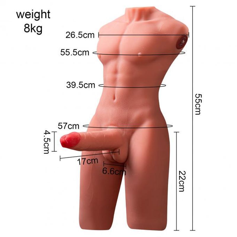 Jason 8kg USB Auto Thrusting 17cm Cock and Ass Male Torso Sex Doll