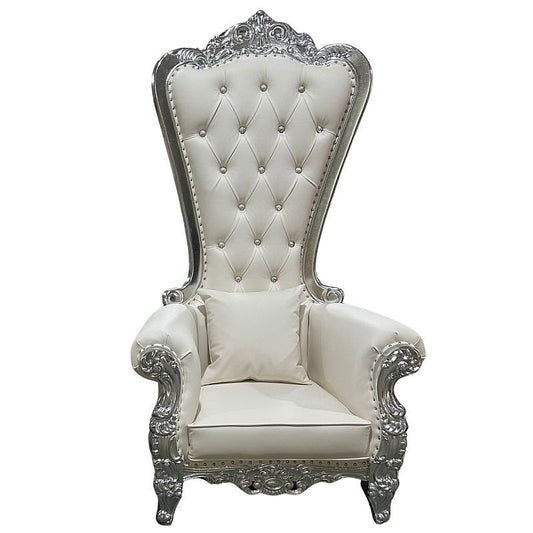 Domina Throne Chair Silver Frame Cream Cushion