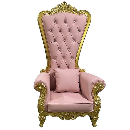 Domina Throne Chair Gold Frame Pink Velvet Cushion