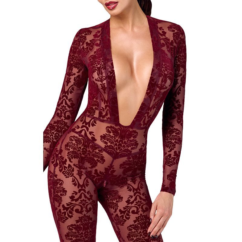 Kink Royal V Neck Catsuit Red Extra Small