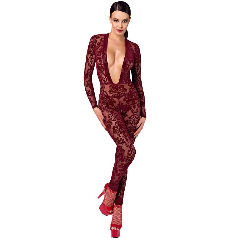 Kink Royal V Neck Catsuit Red Medium