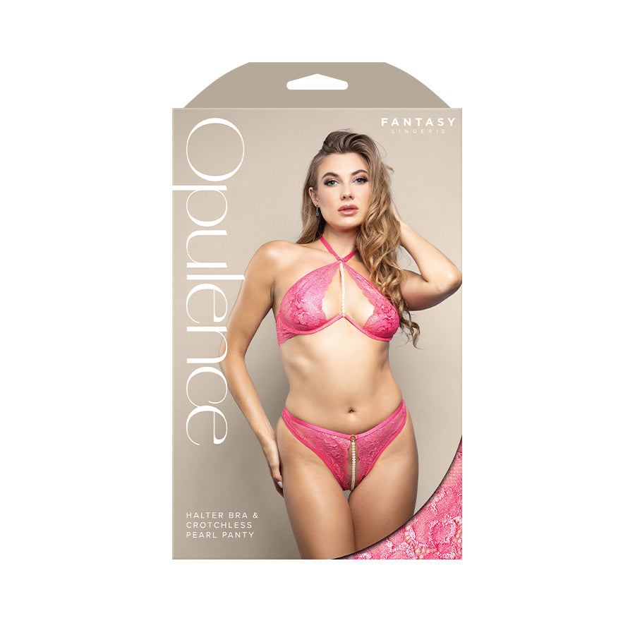 OPULENCE Halter Bra & Crotchless Pearl Panty SM -  - S/M Size
