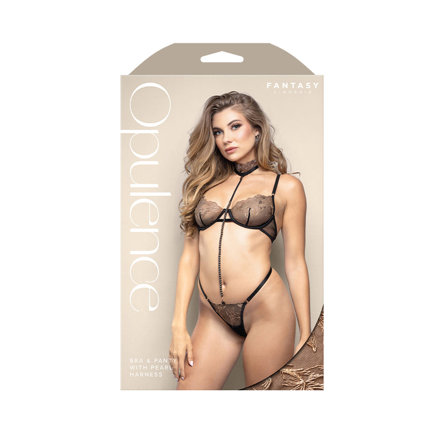 OPULENCE Bra & Panty with Pearl Harness ML -  - M/L Size