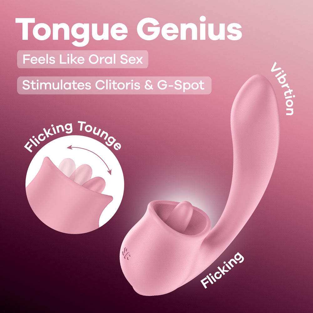 Satisfyer Tongue Genius -  USB Rechargeable Vibrator with Flicking Clit Stimulator