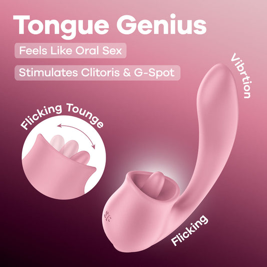 Satisfyer Tongue Genius -  USB Rechargeable Vibrator with Flicking Clit Stimulator