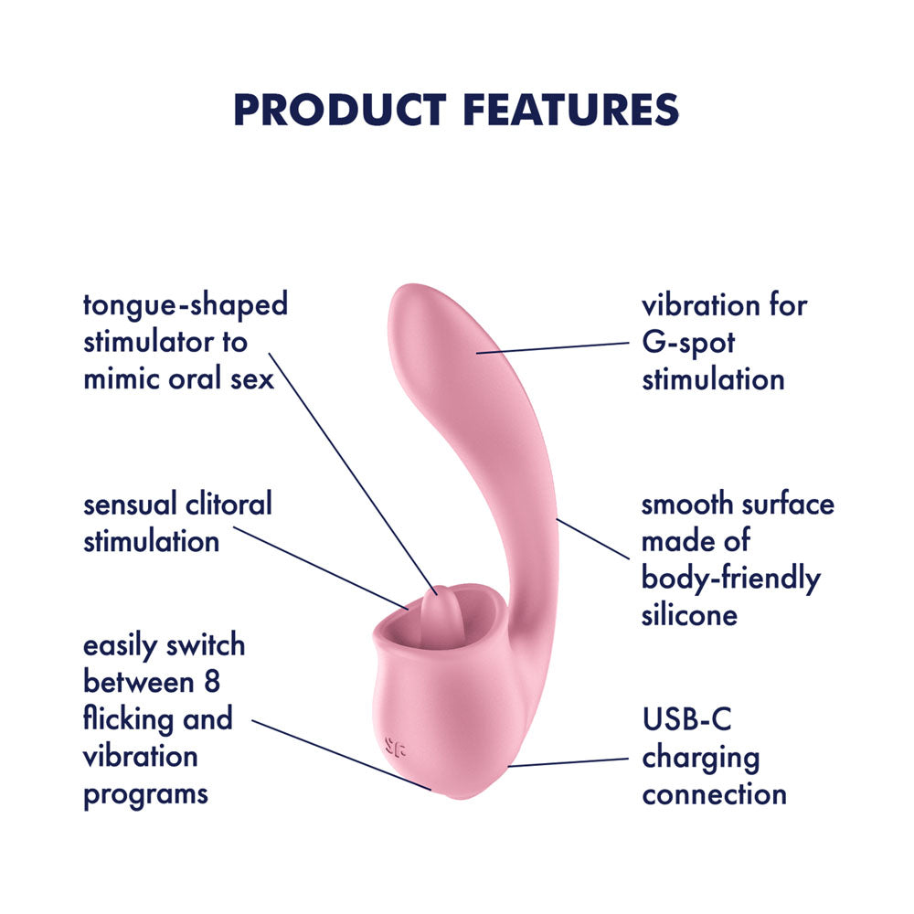 Satisfyer Tongue Genius -  USB Rechargeable Vibrator with Flicking Clit Stimulator
