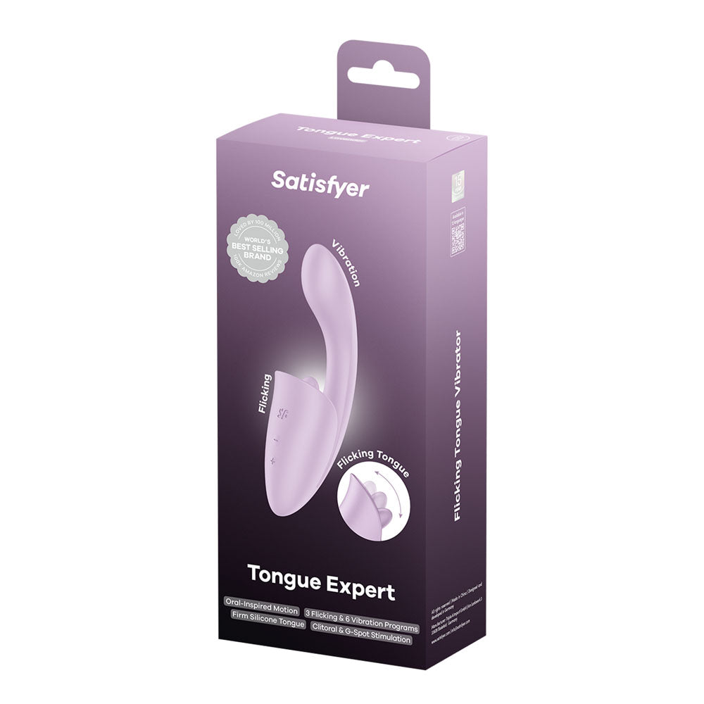 Satisfyer Tongue Expert - Violet 18 cm USB Rechargeable Vibrator with Flicking Clit Stimulator