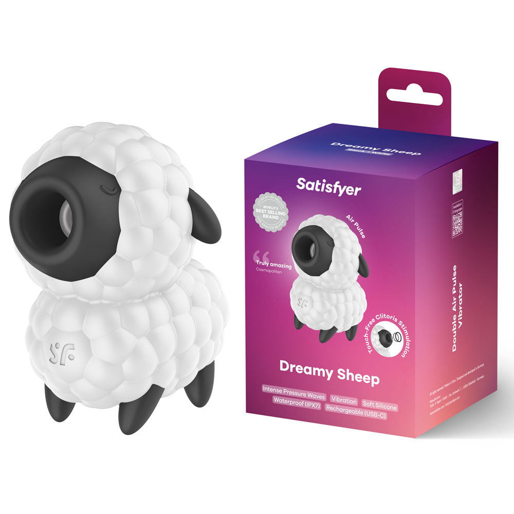 Satisfyer Dreamy Sheep - Black USB Rechargeable Vibrating Air Pulse Stimulator
