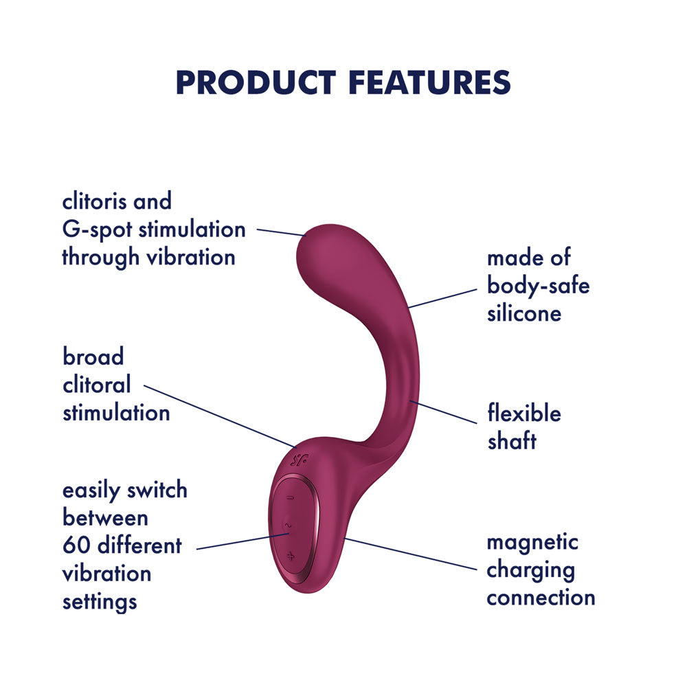 Satisfyer G For Goddess 2 - Wine  - Wine  18.8 cm USB Rechargeable Gspot Vibrator with Clit Stim