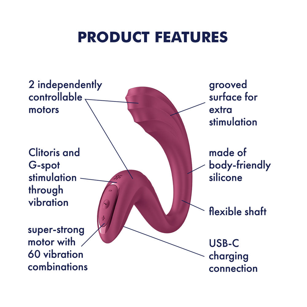 Satisfyer G For Goddess 3 - Wine  - Wine  16 cm USB-C Rechargeable Gspot Vibrator with Clit Stim