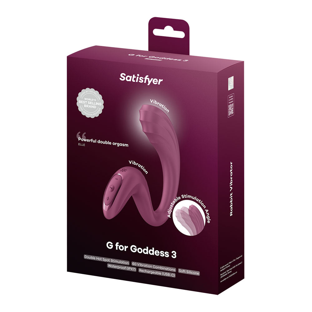 Satisfyer G For Goddess 3 - Wine  - Wine  16 cm USB-C Rechargeable Gspot Vibrator with Clit Stim