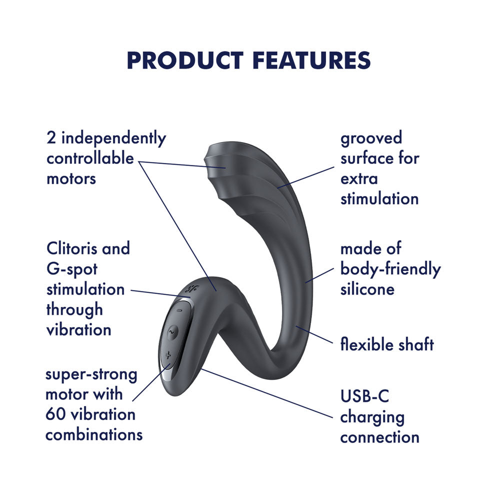Satisfyer G For Goddess 3 - Grey - Grey 16 cm USB-C Rechargeable Gspot Vibrator with Clit Stim