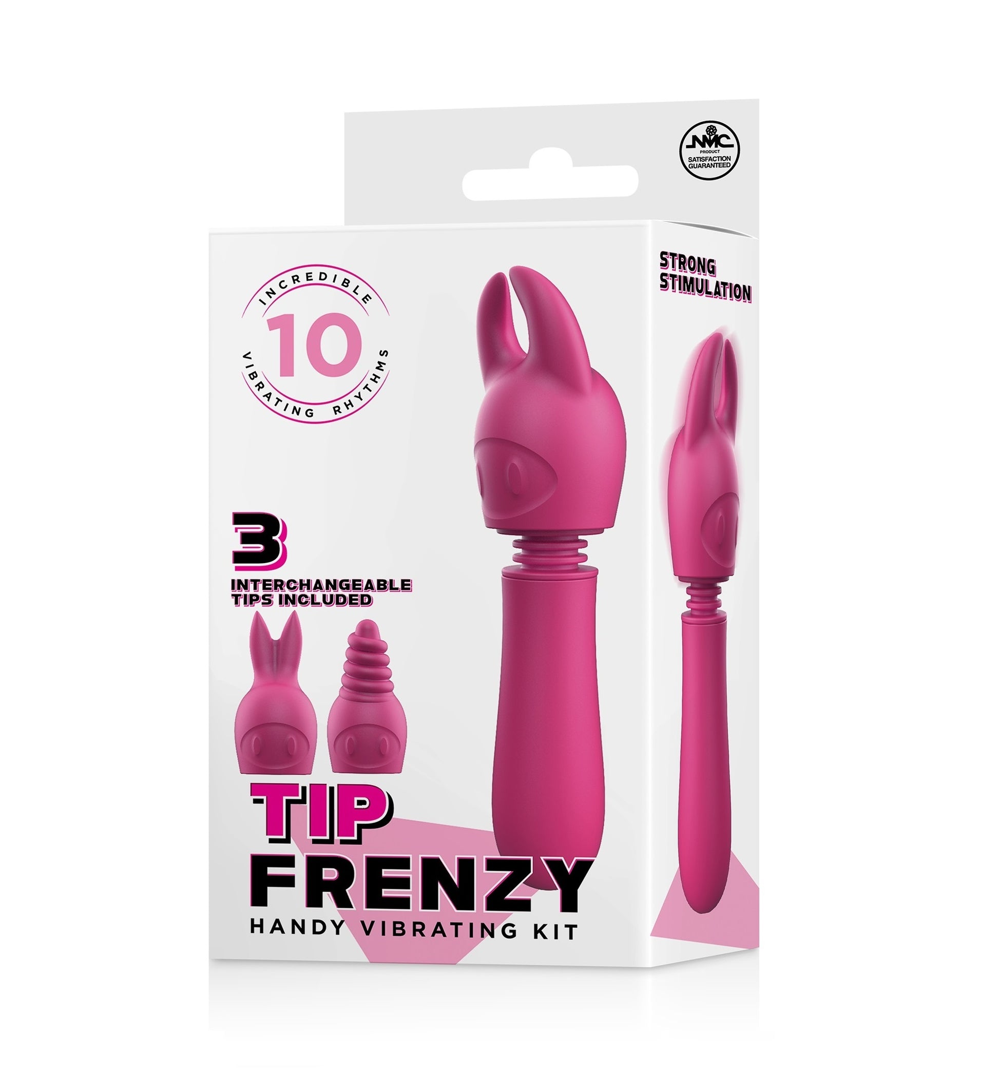 TIP FRENZY SILICONE VIBE WITH 3 INTERCHANGEABLE TIPS - GREEN