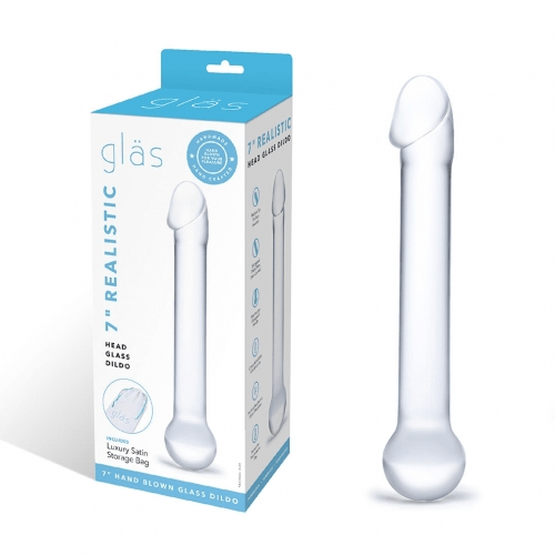 7" Realistic Head Glass Dildo Vibrant Vibes Australia - Quality Sex Toys - Great Prices