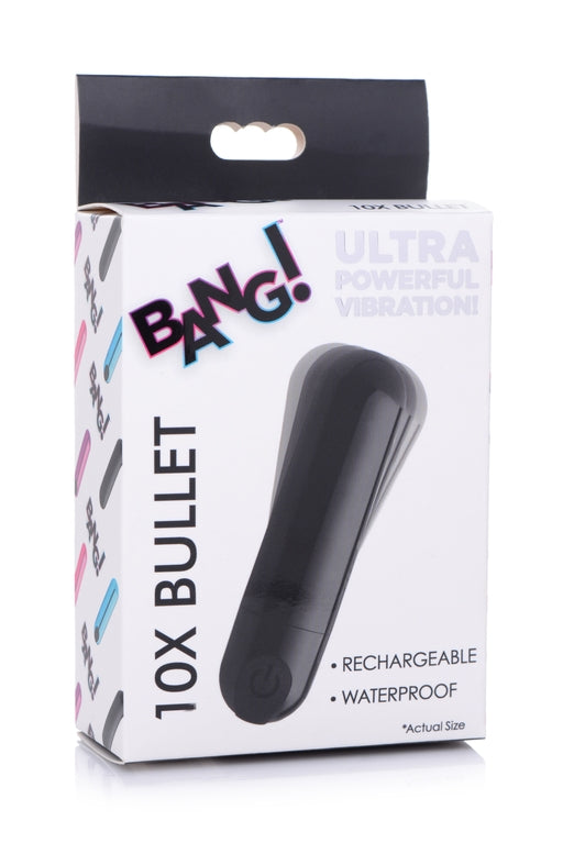Bang! 10X Rechargeable Vibrating Metallic Bullet - Black
